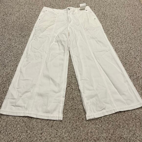 NWT Madewell Wide Sweep Trouser Sz 30 Airy Denim Tile White Casual 28" Inseam - Picture 1 of 6
